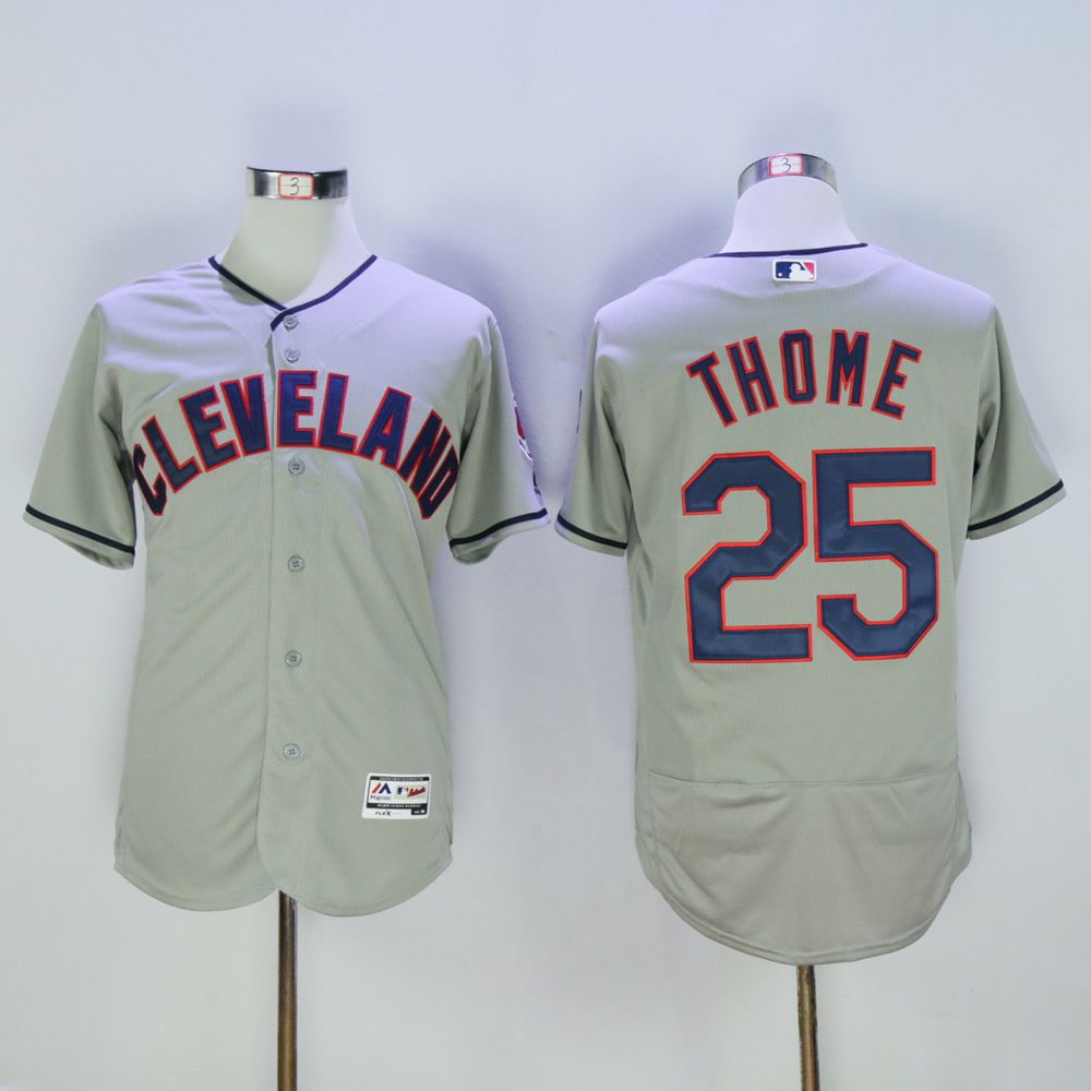 Men Cleveland Indians #25 Thome Grey MLB Jerseys->cleveland indians->MLB Jersey